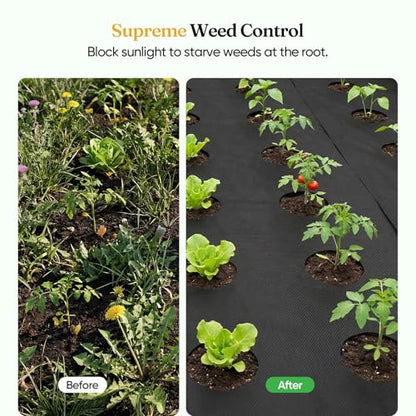 Grenebo Weed Barrier Fabric, Heavy Duty Landscape Fabric, 2.6FT x 50FT - size: 2.6FT x 50FT