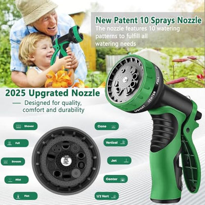 Upgraded 50FT Expanding Garden Hose with 10 Pattern Spray Nozzle