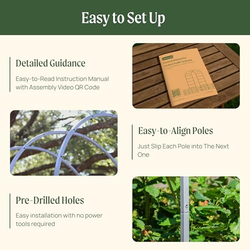 Vego Garden Modular Arched 2.0' Long Trellis System for 2.0‘ x 4.0' or 4.0' x 8.0' or 2.5' x 9.5' Garden Bed for Climbing Plants Like Cucumber Beans Tomatoes & Vines (Garden Beds Not Included) - size: 2.0 Ft Long