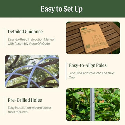 Vego Garden Modular Arched 2.0' Long Trellis System for 2.0‘ x 4.0' or 4.0' x 8.0' or 2.5' x 9.5' Garden Bed for Climbing Plants Like Cucumber Beans Tomatoes & Vines (Garden Beds Not Included) - size: 2.0 Ft Long