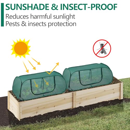 Garden Bed Cover 2 Pack, Mesh Netting Tent, Crop Cage for Raised Bed,- 30% Sunblock Shade Cloth with Metal Anchoring Spikes - Protects Plants Against Birds and Small Animals - 45"x22"x16"(H)