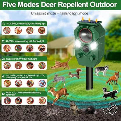 Solar Powered Ultrasonic Animal Repeller with PIR Sensor, 2 Pack - size: 2 Count (Pack of 2)