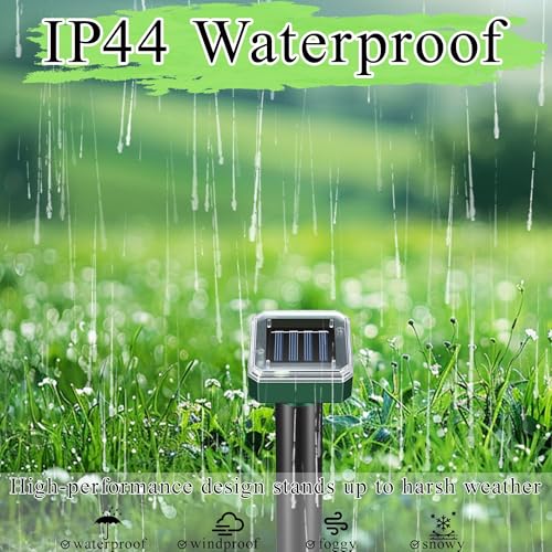 Mole Repellent Solar Powered Sonic Snake & Skunk Vole & Gopher & Armadillo & Rabbit & Groundhog & Chipmunk & Raccoon Repellent for Yard,Waterproof Outdoor Ultrasonic Mole Deterrent Spikes,10 Pack
