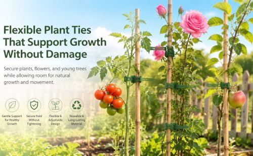 GEZICHTA 10 PCS Tree Stake Support Bands, Heavy Duty Adjustable Interlock Tree Plant Ties, Reusable Garden Plants Shrub Ties 9.4 inch(Green), free size