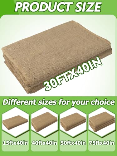 ANPHSIN 30ftx40in Natural Burlap Plant Covers Freeze Protection - size: 30ft