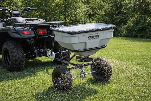 Yard Commander - 125 LB Tow Behind Lawn & Garden Broadcast Spreader - Seed, Fertilizer, Salt, Ice Melt - Premium Aluminum Cast Gears - Gate Lever for Easy Spread Control
