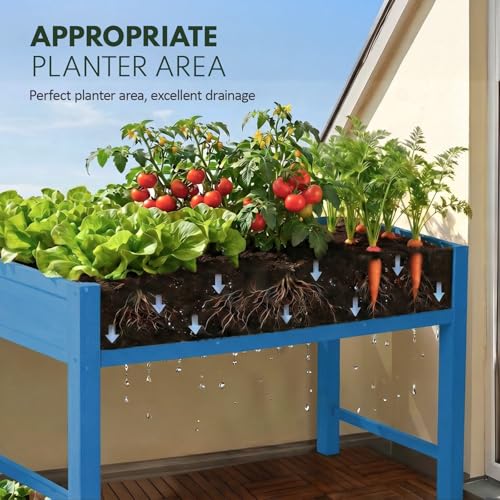 PASAMIC Raised Garden Bed with Legs, 48" HIPS Sturdy Elevated Planter Box - color: Blue, size: 48x24x30in