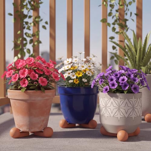 LemonRoad 12 Set Terra Cotta Cement Pot Feet for Outdoor Planters, Round - style: Round