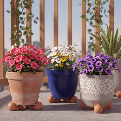 LemonRoad 12 Set Terra Cotta Cement Pot Feet for Outdoor Planters, Round - style: Round