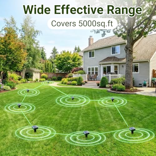 Solar Powered Mole Repeller Gopher Deterrent Outdoor Groundhog Repellent Ultrasonic Snake Armadillo Repeller Waterproof Effective for Yard Lawn Garden (8, Jade)