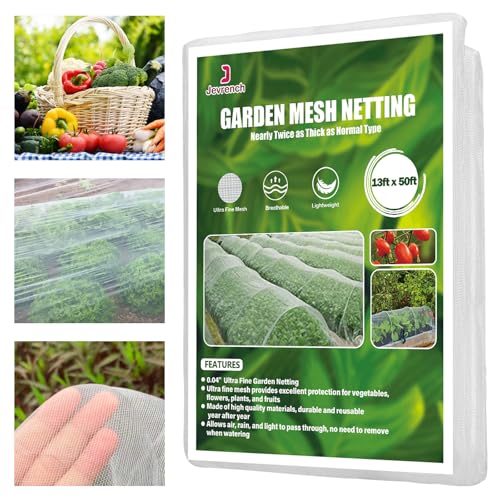 Jevrench 13 x 50 ft Garden Netting Row Cover, Ultra Fine Mesh for Plants - size: 13ft x 50ft