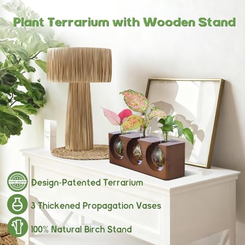 Wooden Stand Plant Propagation Station with 9-Level Adjustable LED Lights