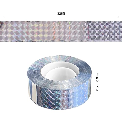 4 Pieces Bird Scare Tape Ribbon,4 * 328 Feet Reflective Tape Keep Birds Away Outdoor,Double Side Bird Flash Tape, Scare Geese, Pigeon, Duck, Woodpecker, for Outdoor, House, Garden, Patio, Orchard