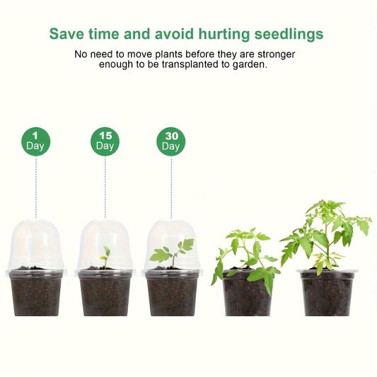 Clear Plastic Nursery Pots with Humidity Domes, Seed Starter Pots, Plant Germination Containers for Seedling Growing - color: Transparent
