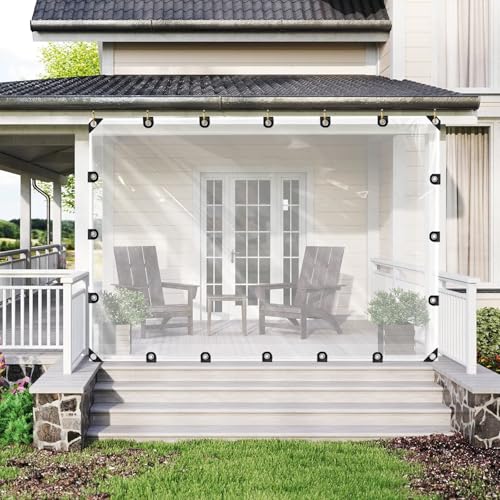 Clear Tarp 6x12ft Heavy Duty – 8 Mil Vinyl Waterproof, UV & Tear Resistant with Rust-Proof Grommets for Chicken Coop, Greenhouse, Patio & Porch Enclosure - size: 6 x 12 FT