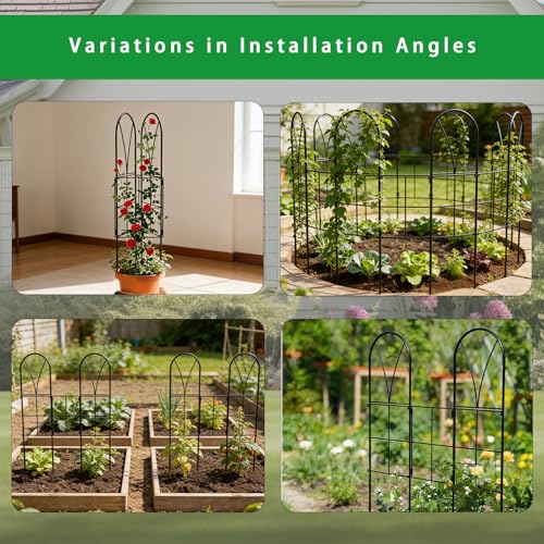 2 Pack 45" Metal Garden Trellis for Climbing Plants, Adjustable Angles