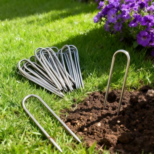 Atlantic Stainless Steel Landscape Staples Garden Stakes. (4"-U-20pcs) - size: U-shaped 4"x20pcs