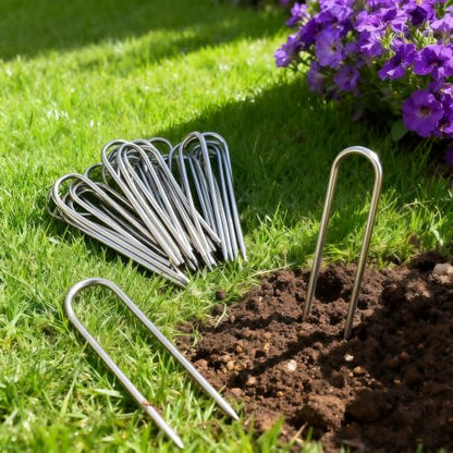 Atlantic Stainless Steel Landscape Staples Garden Stakes. (6"-U-40pcs) - size: U-shaped 6"x40pcs
