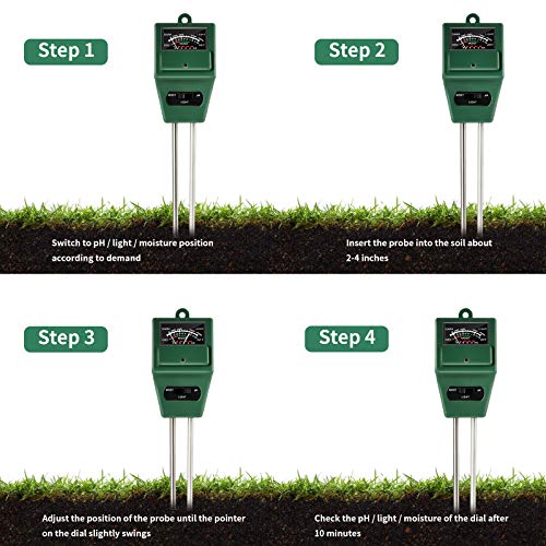 iPower 3-in-1 Soil Moisture/Light/pH Meter for Plant Care Sensor Kits for Home and Garden Lawn, Farm, Indoor & Outdoor Use, Square, Grass Green, 1 Pack - size: Square, style: 1 Pack