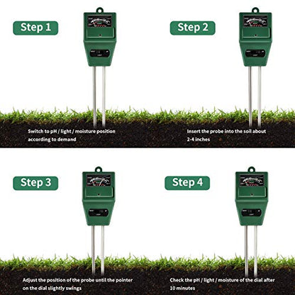 iPower 3-in-1 Soil Moisture/Light/pH Meter for Plant Care Sensor Kits for Home and Garden Lawn, Farm, Indoor & Outdoor Use, Square, Grass Green, 1 Pack - size: Square, style: 1 Pack