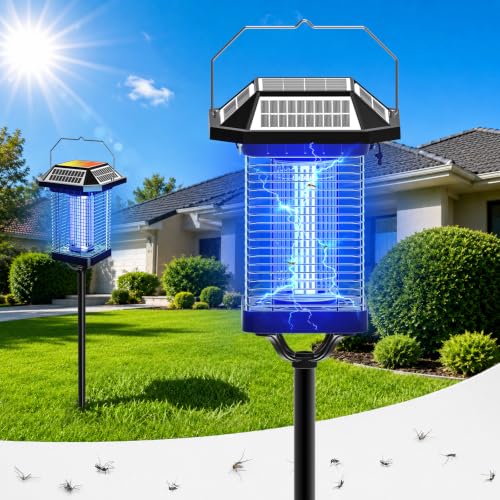 Solar Bug Zapper Outdoor, 4500V USB Rechargeable UV Flying Insect Trap (Square) - size: Square