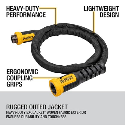 DEWALT 6 ft x 5/8 in Heavy-Duty Professional Grade Fabric Garden Hose - DXMH3306 - size: 6 Ft