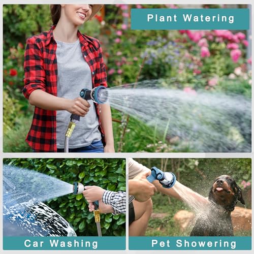 75FT Garden Hose, Stainless Steel Water Hose, Metal Hose Flexible with a 10-Mode Nozzle Sprayer, No Kink, Lightweight, Puncture Proof, Ideal for Yard, Lawn, Outdoor, 5/8'' Outside Diameter - size: 75 Feet