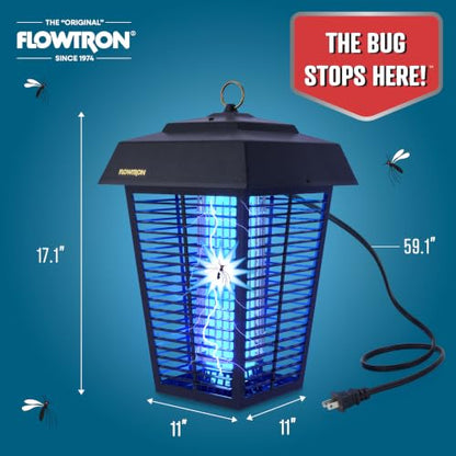 Flowtron Bug Zapper, 1.5 Acre Outdoor, Two 40W UV Bulb, 5600V Zap, Black - color: Black