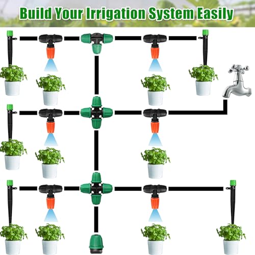 JAYEE Micro Spray Irrigation Drippers, 25 Pcs Three-Way Atomizing Nozzle Drip Irrigation Fitting for 1/4 Inch Tubing, Lock Barbed Drip Line Parts Emitters for Patio Garden Greenhouse Sprinkler System - size: 25P-Lock Nozzle