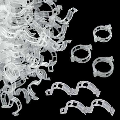 100pcs Plant Support Clips - Tomato Clips for String Trellis, Grape Vine Clips for Garden Netting Climbing Plants, Secured Plastic Plant Clip for Fixing Stem and Vine (100, White) - color: White