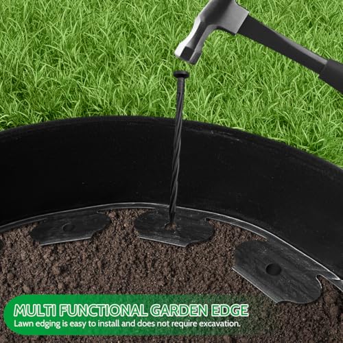 4 in × 40 FT Landscape Edging No Dig with 36 Spikes, Flexible Plastic Heavy-Duty Lawn Border for Yard Garden Flower Bed