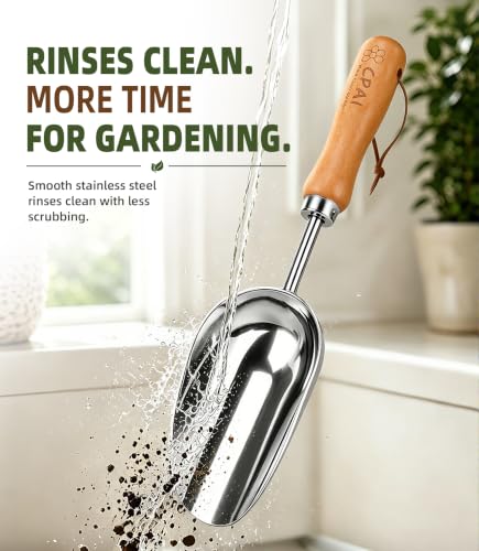 Garden Potting Scoop, Heavy Duty Soil Scoop with 2 mm Stainless Steel