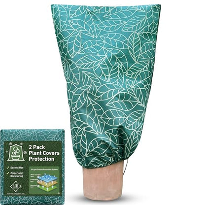 Plant Covers Freeze Protection 32"x47" | 2-Pack Winter Frost Blankets - size: 32 x 47 In