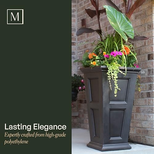 Mayne Fairfield 28in Self-Watering Tall Square Planter, Black - color: Black