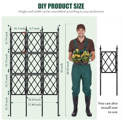 WellSign Garden Trellis for Climbing Plants Outdoor 63 Inch Iron Pipe - color: Black