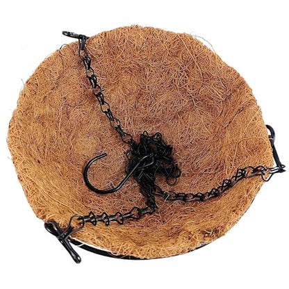 TIHOOD 2 Pack 8 inch Metal Hanging Baskets for Plants Outdoor, Wire Round Planters with Coco Coir Liner, Hanging Flower Baskets for Home Garden Porch Balcony Railings Decor