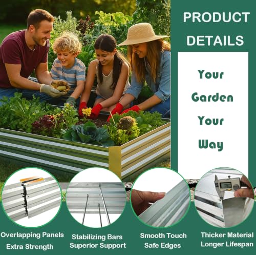 Galvanized Raised Garden Bed 8x4x1ft 3-Pack - size: 8x4x1ft (3 pcs)