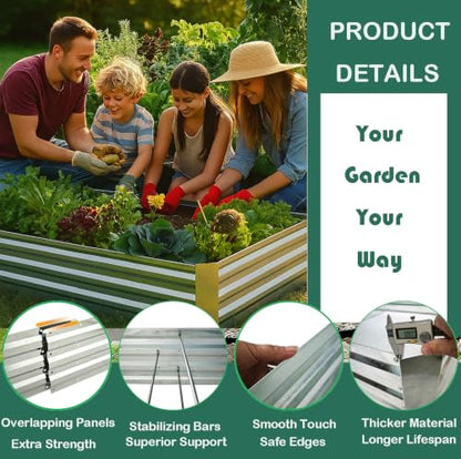 Galvanized Raised Garden Bed 8x4x1ft 3-Pack - size: 8x4x1ft (3 pcs)