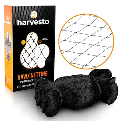 Harvesto Heavy Duty Bird Netting for Chicken Coops & Runs | Tree & Garden Netting Mesh 1-1/2" | Keep Hawks, Birds & Predators Away | Bird Netting for Blueberry Bushes, Vegetables & Fruit (25' x 50’) - size: 25' x 50' - 1.5"