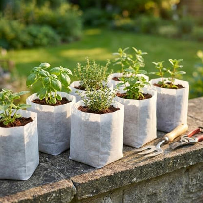 gardtree Plant Nursery Bags 5.5 * 6.3 inches 200PCS, Non-Woven Biodegradable Plant Grow Bags Fabric Seedling Starter Bags for Vegetable Flower Fruit Saplings Tree, Home Garden Supply - color: White, size: 5.5"x6.3"/200PCS