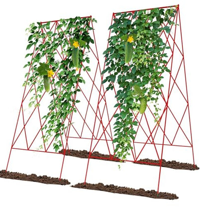 Cucumber Trellis 2 Pack,Foldable A-Frame Garden Trellis - color: Garnet Red, size: 39.4" H