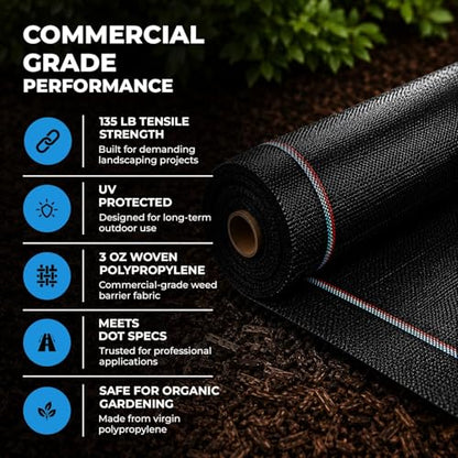 Sandbaggy 6 ft x 300 ft Landscape Fabric, 72 Inch Wide Heavy Duty Weed Barrier Fabric, Woven Polypropylene Ground Cover for Garden Beds, Rows, Pathways, Mulch and Gravel (10 Rolls - 6 ft x 300 ft) - size: 10 Rolls - 6 ft x 300 ft