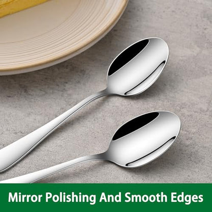 DEHOV 8-Piece 5.5 Inch Stainless Steel Small Tea & Coffee & Espresso Spoons - color: Silver