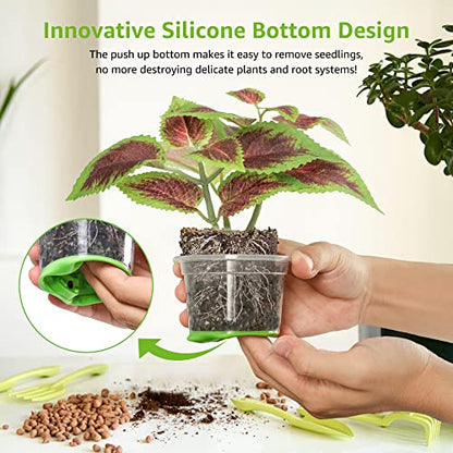 MIXC Clear Nursery Pots with Silicone Base, 4-Inch, 30-Pack - color: Green, size: 4 Inch