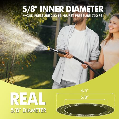 200 FT Heavy Duty Garden Hose, 5/8 in Rubber Water Hose, Black - size: 200FT-Black