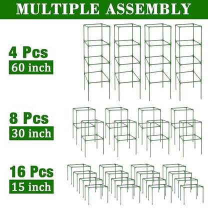 ZeeDix 60 Inch 4 Pack Heavy Duty Tomato Cages with Clips - color: Green-4 Pack, size: 60-inch