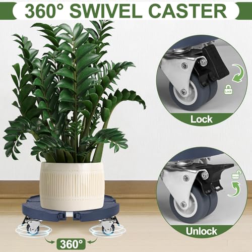 Plant Caddy Stand with 360° Wheels Adjustable 15-22 Inch Rolling Plant Stand Heavy Duty Large Plant Cart Dolly with Casters 440lbs Capacity for Large Planter, Garden Pot, Flower Pot, Blue, 1 Pack - color: Blue