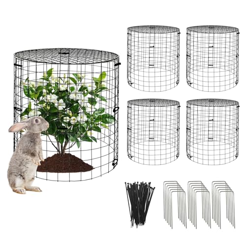 5 Packs Garden Plant Protectors from Animals,Metal Plant Cage,11.8"x 12.6" - color: Black-5
