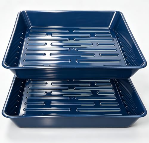 2 Packs Square Plant Saucer Pot Tray, 10 inch Blue Flower Planter Saucers and Drip Trays - color: Blue, size: 10" - 2 Pack