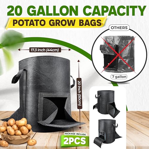 2PCS 20-Gallon Potato Grow Bag-Harvest & Visible Window Garden Planting Bag - style: 2 PCS
